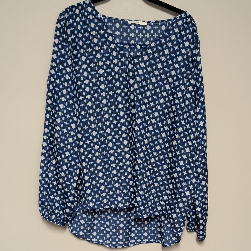 Elegant Navy Polka Dot Blouse